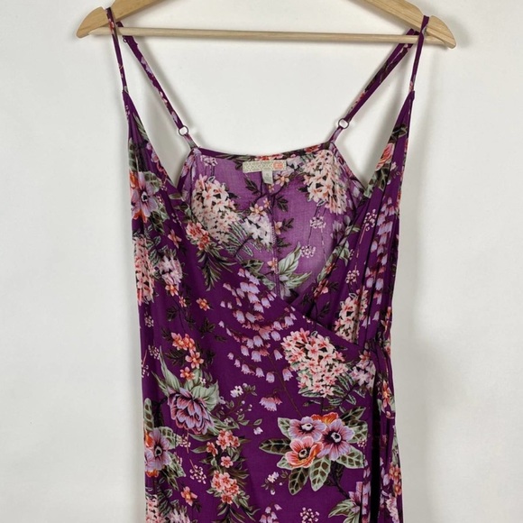 Gianni Bini Dresses Purple Floral Wrap/Tie Midi Dress - Picture 8 of 14